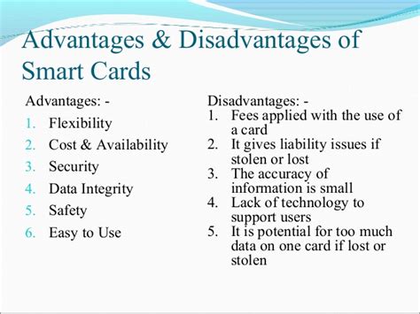 advantages and disadvantages of smart card technology in cyber security|Advantages & Disadvantages of Smart Card Technology.